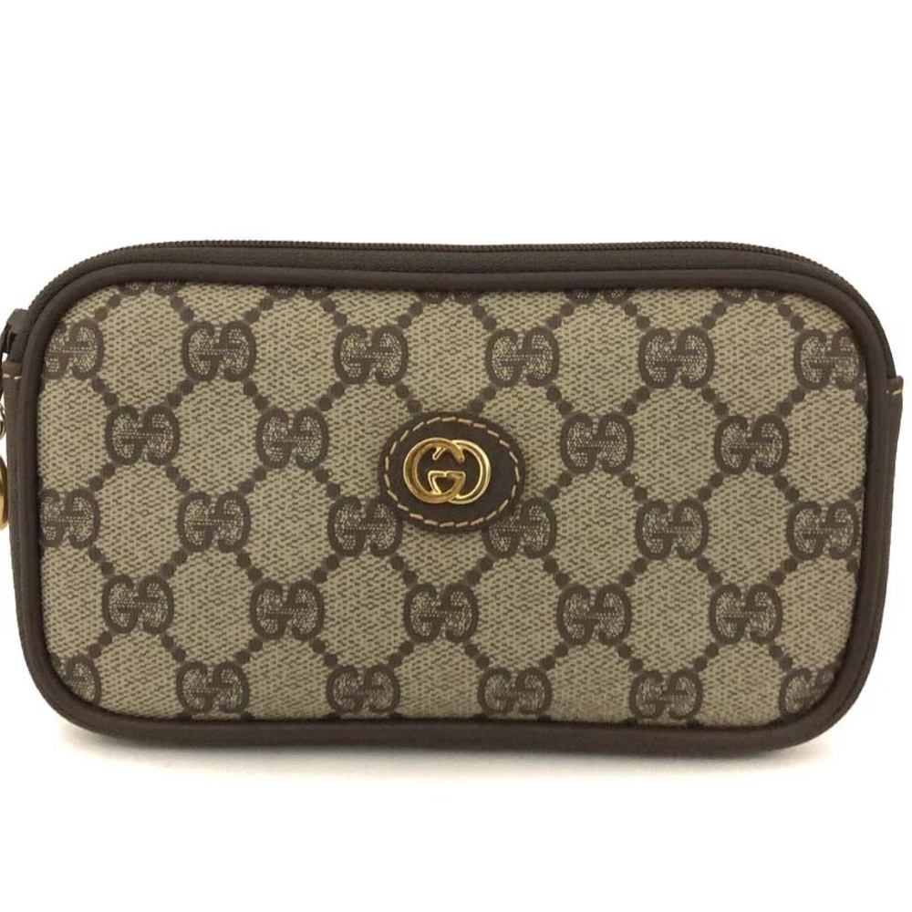 Gucci Brown Monogram Cosmetic Pouch